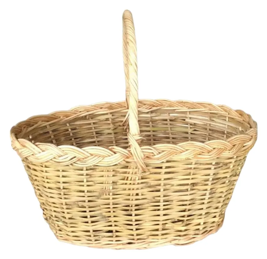 Saplı Oval Hasır Sepet