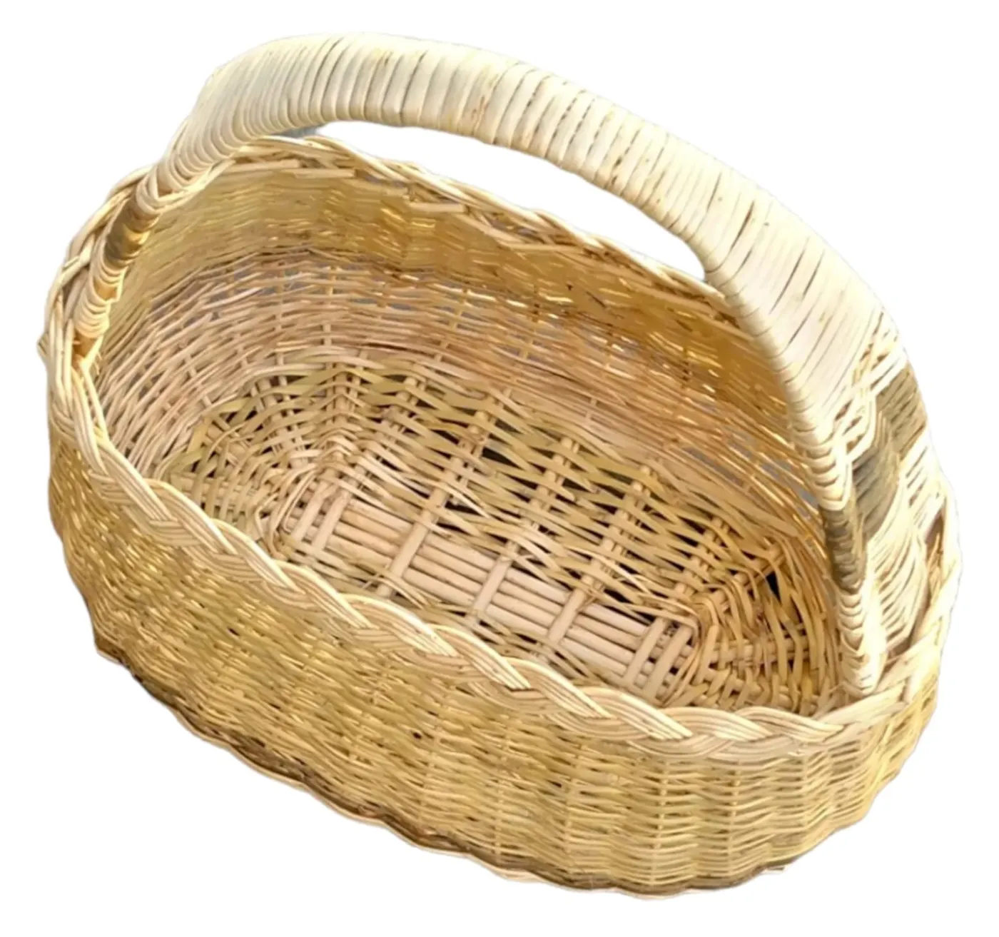 Wide-Handle Wicker Shopping Basket, image 3 of 3
