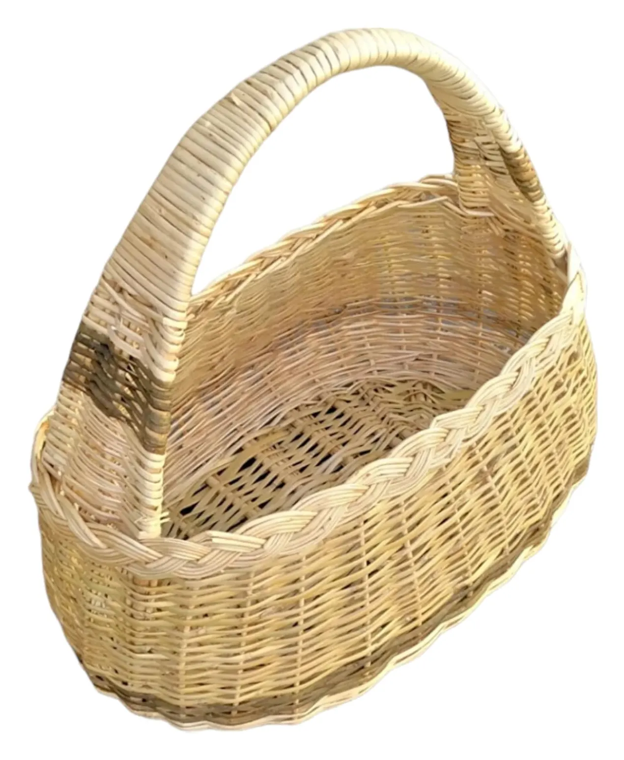 Wide-Handle Wicker Shopping Basket, image 2 of 3