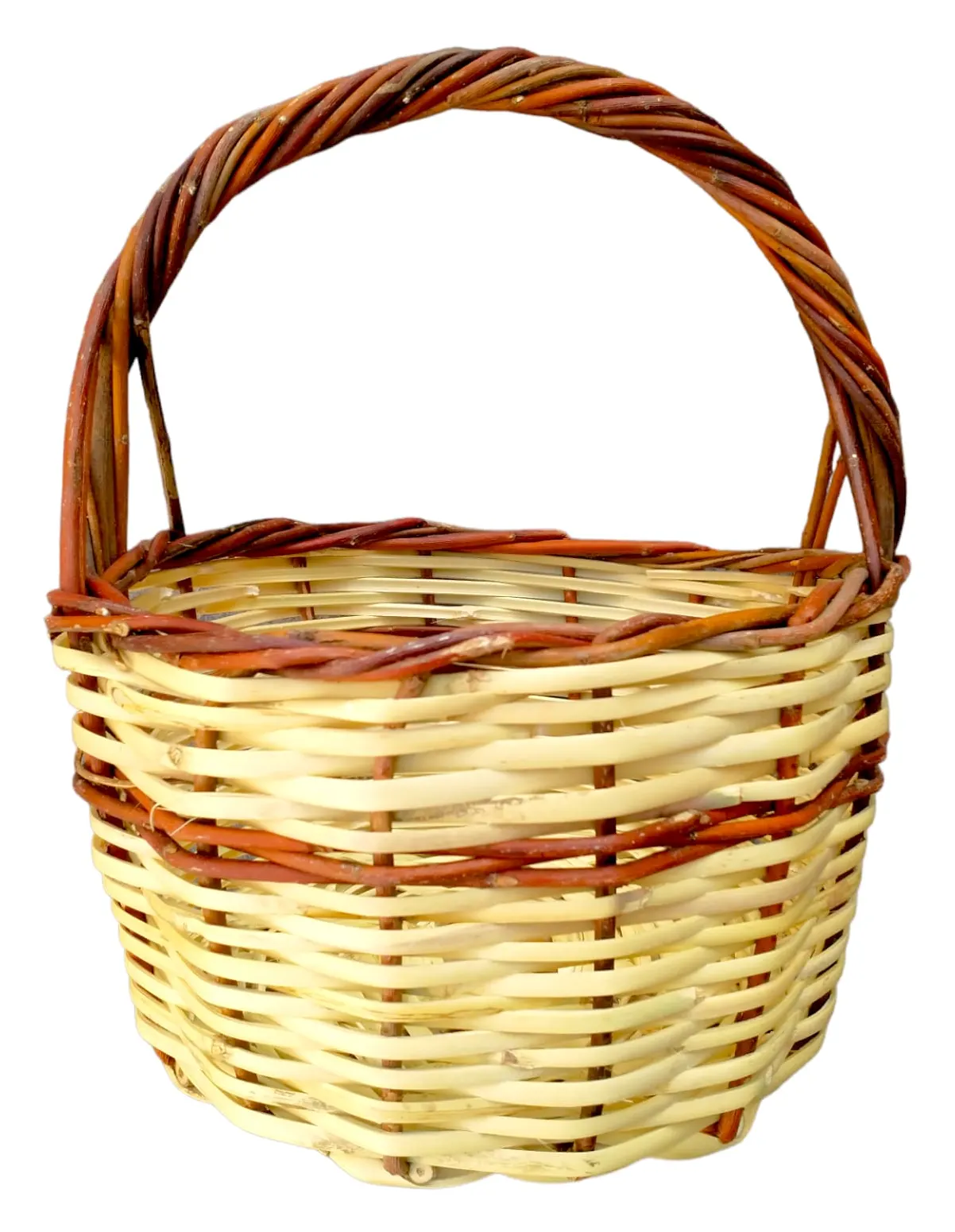 Round Handle Basket with Brown Bands