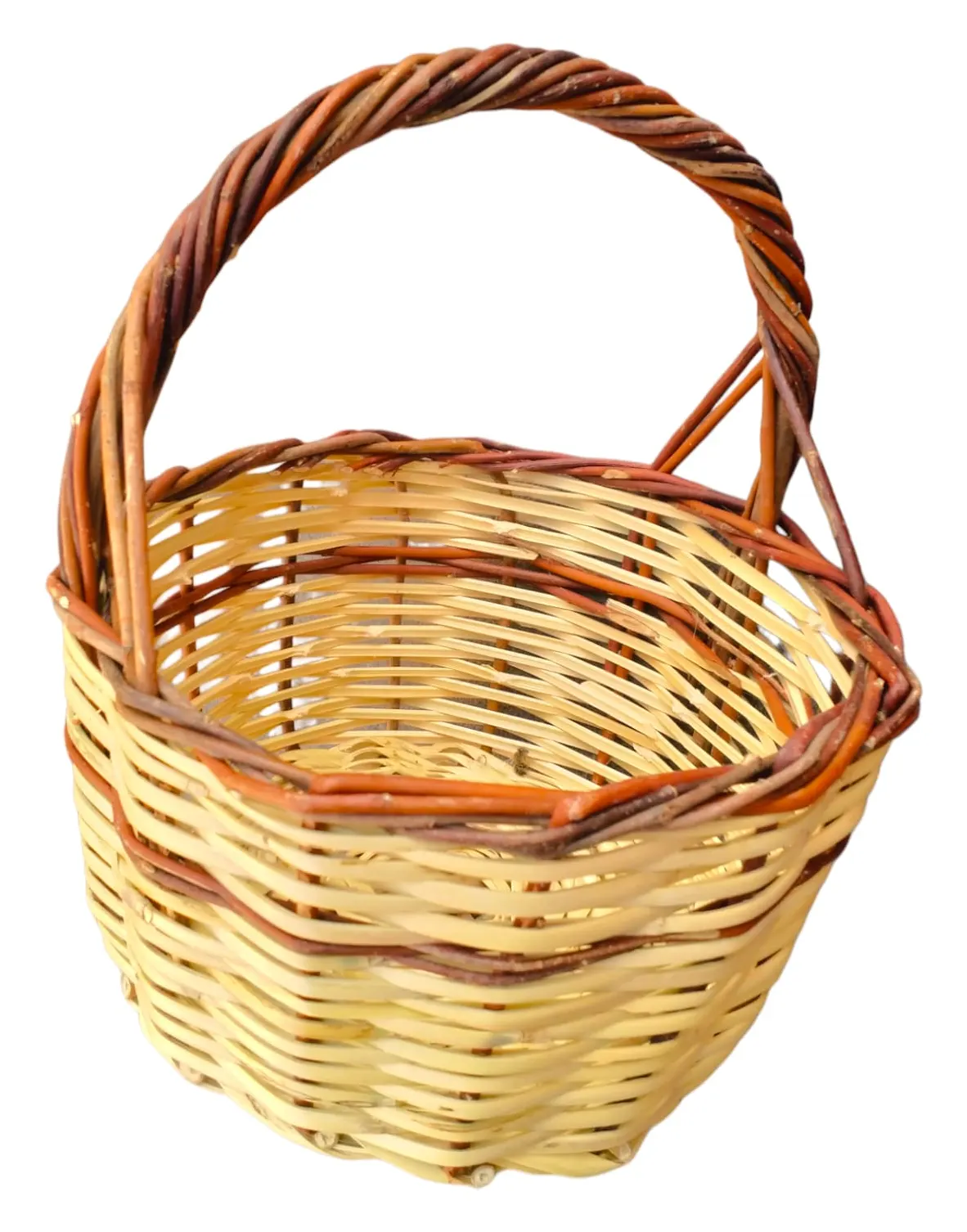 Round Handle Basket with Brown Bands, image 2 of 3