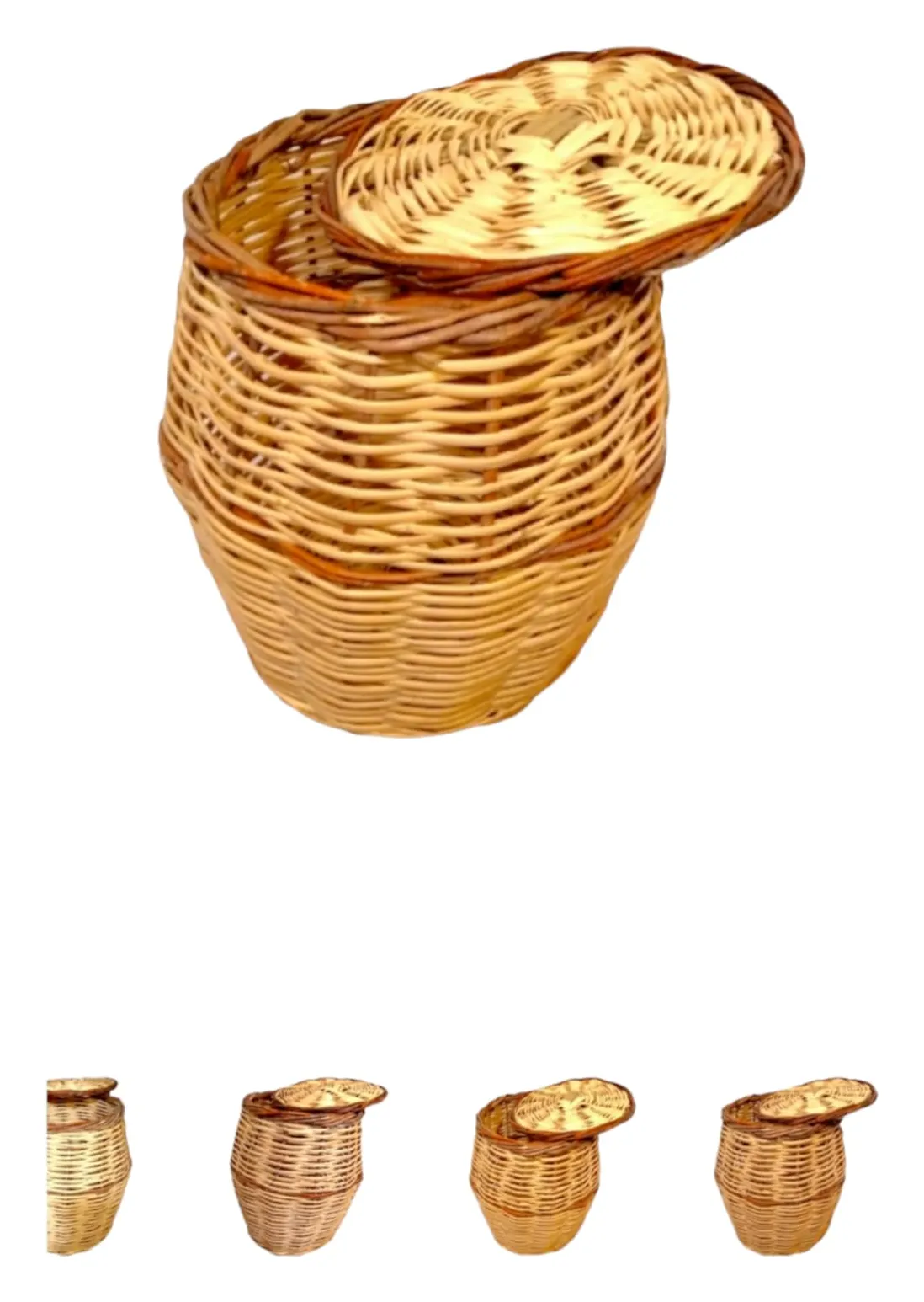 Lidded Wicker Storage Basket, image 3 of 3
