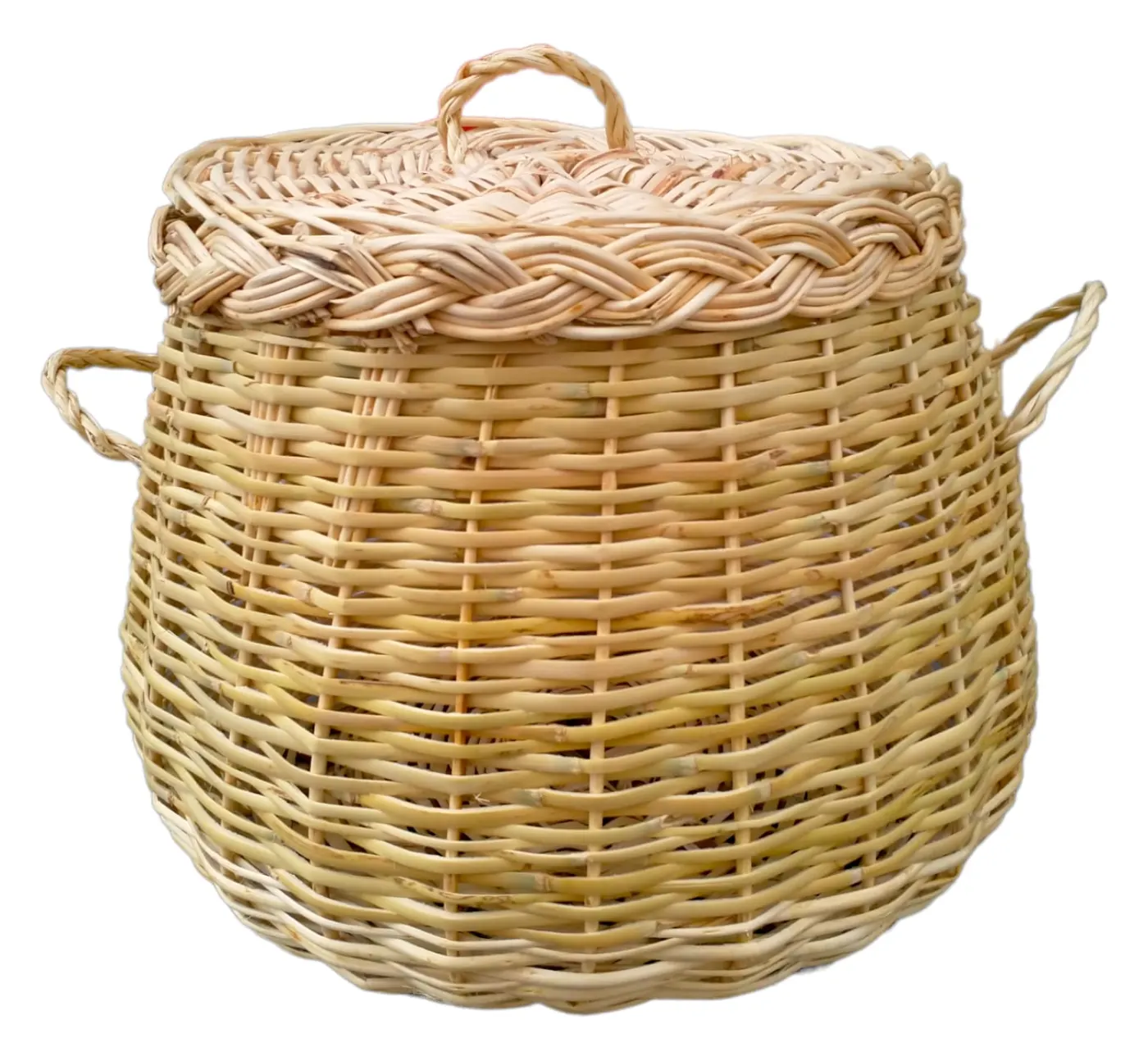 Lidded Wicker Basket with Handles